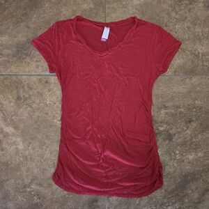 Red Ruched NOBO Vneck Short Sleeve